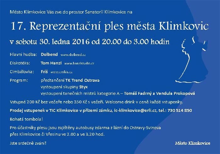 30.01.2016 - XVII. Reprezentační ples města Klimkovice 2016