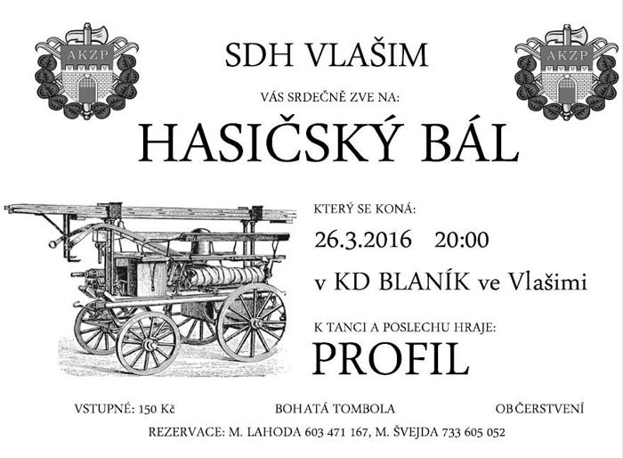 26.03.2016 - Hasičský bál - SDH Vlašim