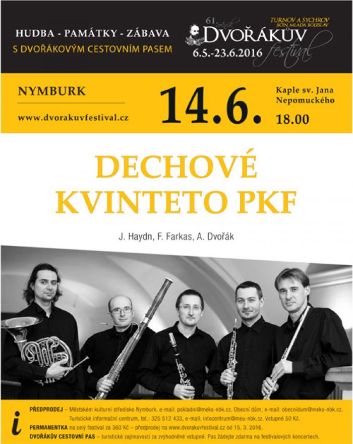 14.06.2016 - DECHOVÉ KVINTETO PKF / DVOŘÁKŮV FESTIVAL - Nymburk