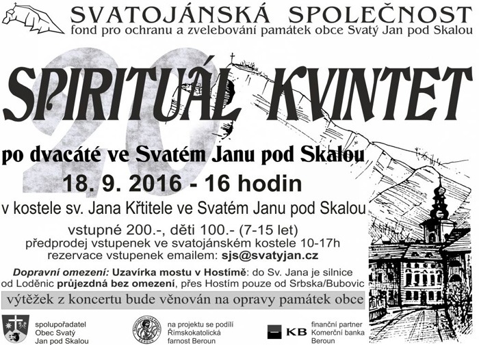 18.09.2016 - Koncert Spirituál kvintetu - Svatý Jan pod Skalou