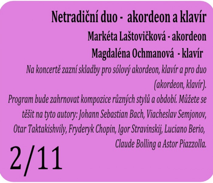 02.11.2016 - Netradiční duo - akordeon a klavír / Havlíčkův Brod