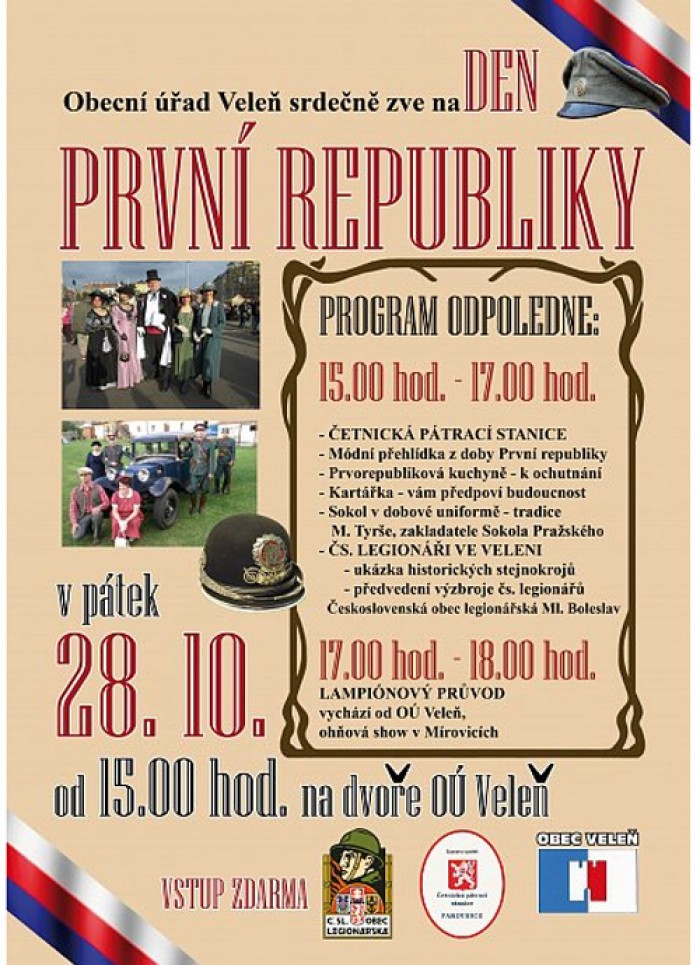 28.10.2016 - Den První republiky na dvorku a lampiónový průvod - Veleň