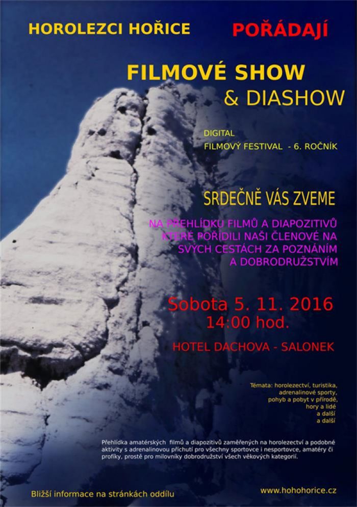 05.11.2016 - Filmové show & diashow - Dachova u Hořic