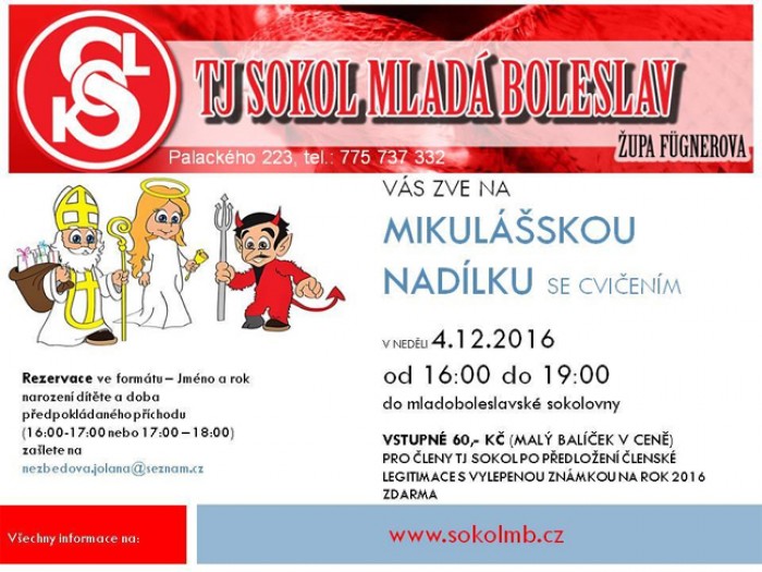 04.12.2016 - Mikulášská nadílka se cvičením - Mladá Boleslav