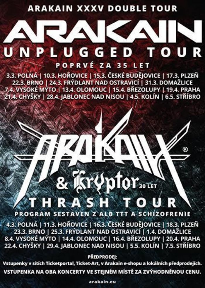 16.03.2017 - ARAKAIN +  Kryptor - Thrash tour / České Budějovice
