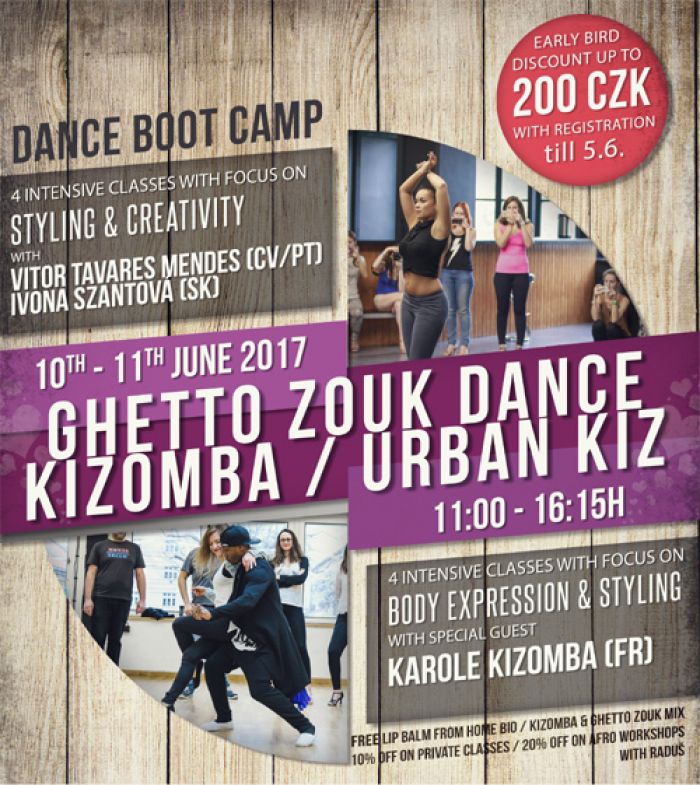 10.06.2017 - Ghetto Zouk Dance vs Urban Kiz  - taneční bootcamp / Praha 7