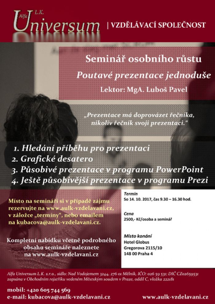 14.10.2017 - Poutavé prezentace jednoduše - Praha 4