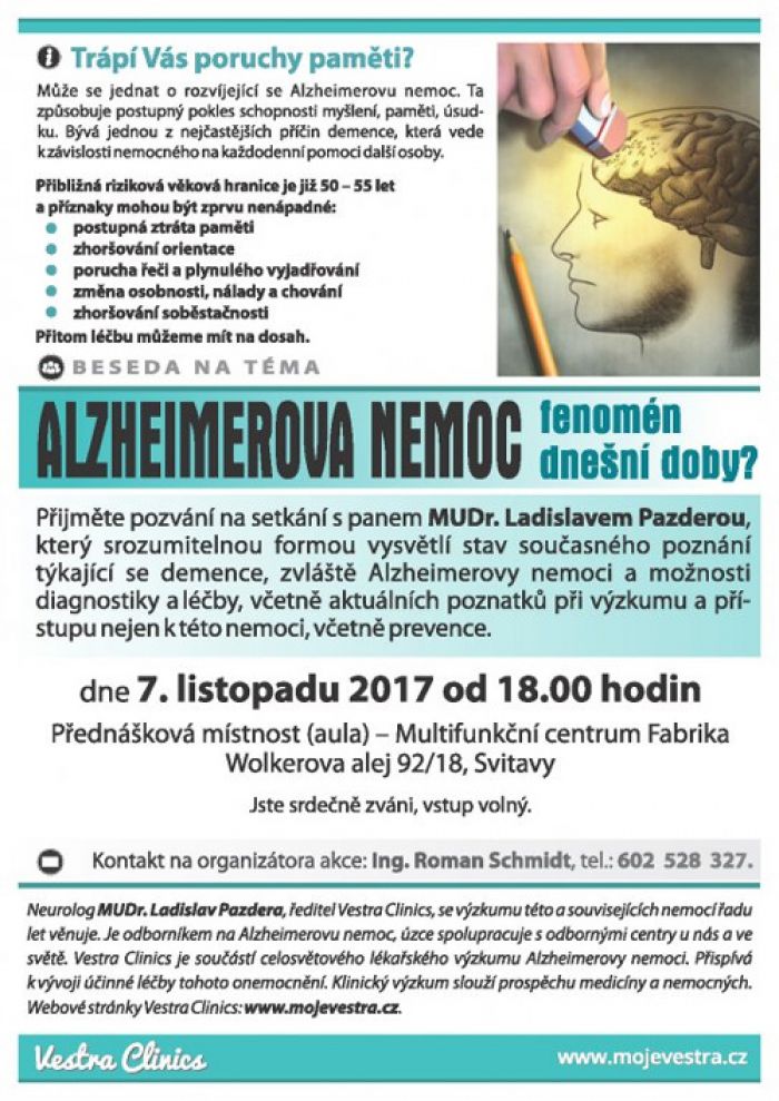 07.11.2017 - Alzheimerova nemoc : fenomén dnešní doby? / Svitavy