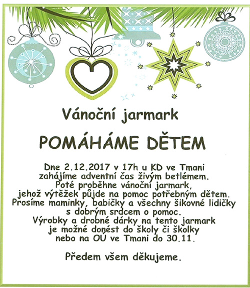02.12.2017 - VÁNOČNÍ JARMARK - Tmaň