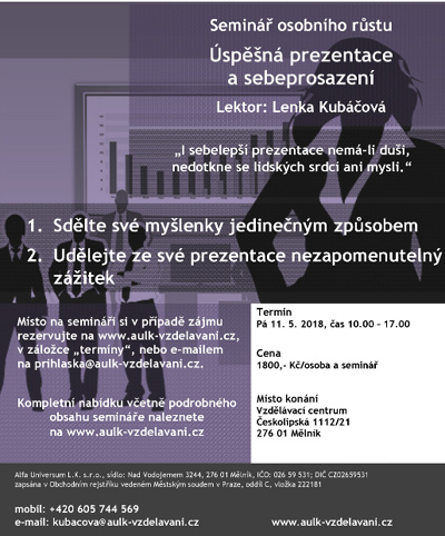 11.05.2018 - Úspěšná prezentace a sebeprosazení: seminář / Mělník