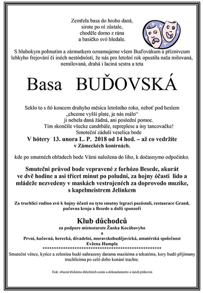 13.02.2018 - Pochovávání Basy buďovské - Moravské Budějovice