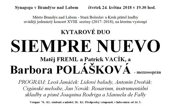 24.05.2018 - Siempre Nuevo a Barbora Polášková - Koncert / Brandýs nad Labem