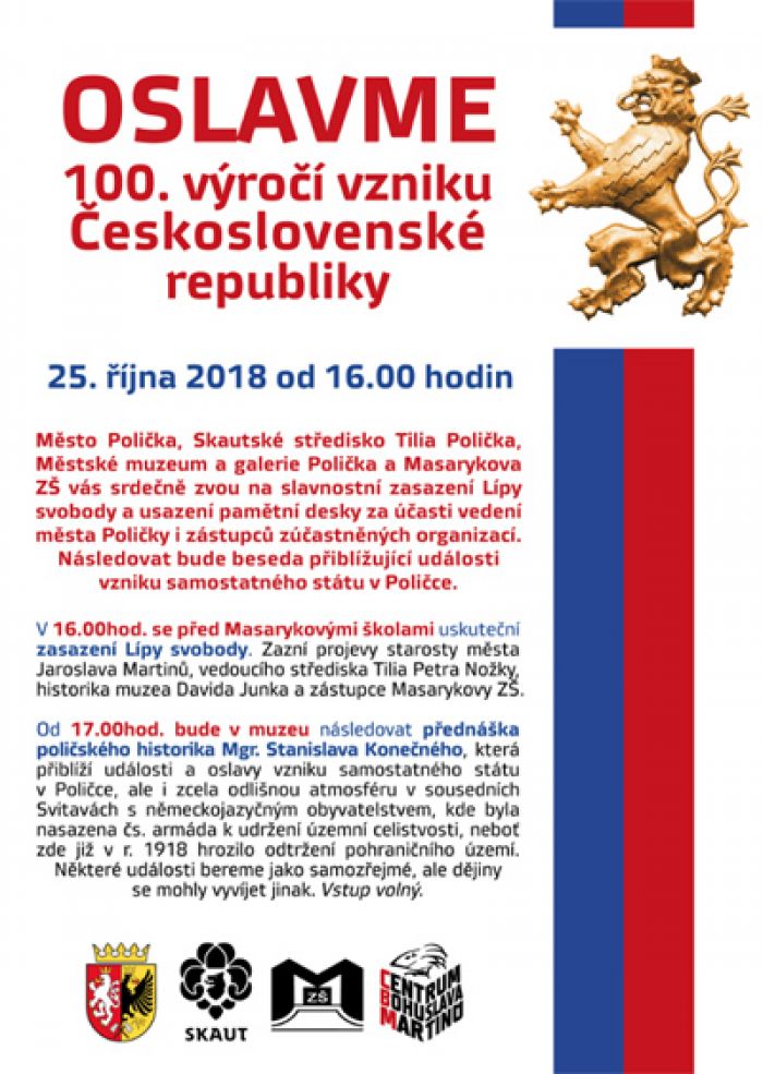25.10.2018 - 100. výročí vzniku Československé republiky - Polička