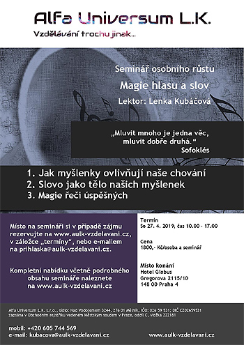 27.04.2019 - Magie hlasu a slov - Seminář / Praha