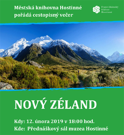 12.02.2019 - NOVÝ ZÉLAND  - Cestopisná přednáška / Hostinné