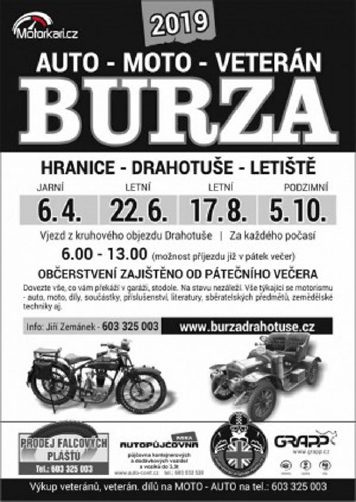 22.06.2019 - Auto-moto-veteran burza 2019 -  Drahotuše