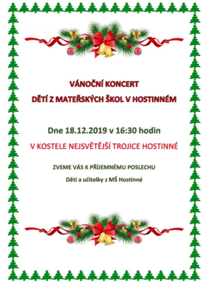 18.12.2019 - Vánoční koncert dětí z Mateřských škol - Hostinné