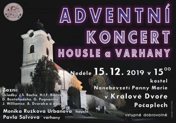 15.12.2019 - Adventní koncert housle a varhany - Králův Dvůr