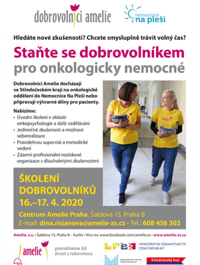 16.04.2020 - Školení pro dobrovolníky na onkologii do Nemocnice Na Pleši - Praha