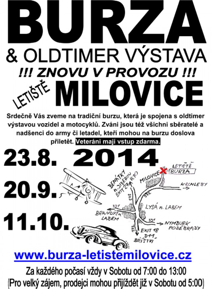 23.08.2014 -  Burza a Oldtimer výstava vozidel a motocyklů - Letiště Milovice