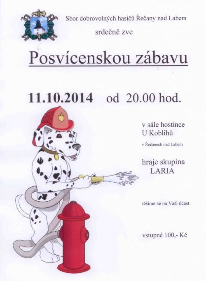 11.10.2014 - Posvícenská zábava - Řečany nad Labem