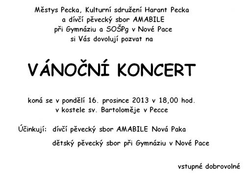 16.12.2013 - Adventní koncert v kostele sv. Bartoloměje v  Pecce