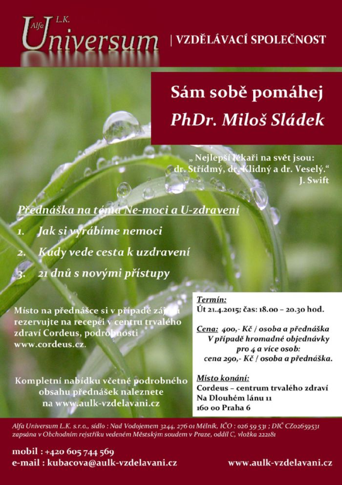 21.04.2015 - Přednáška: Sám sobě pomáhej / Praha 6