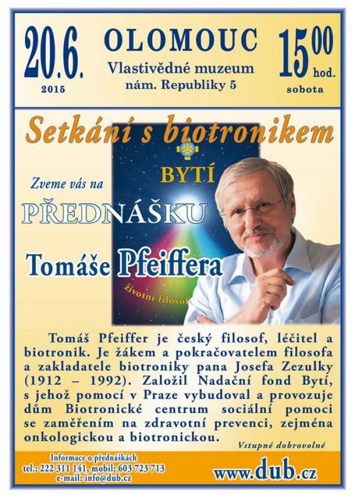20.06.2015 - Tomáš Pfeiffer - Setkání s biotronikem / Olomouc